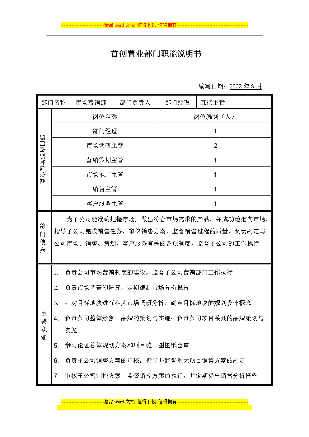 市场营销部门主要工作(市场营销部门的工作包含)